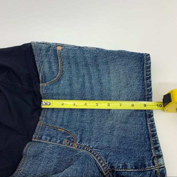 Isabel Maternity Cross Over Panel Jean Midi Shorts Med Blue New Nwt Size 8 - Picture 15 of 16